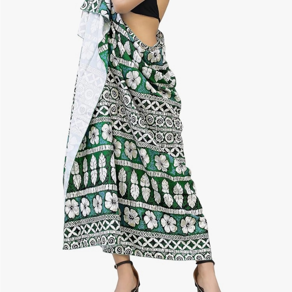 Green Floral Sarong Wrap